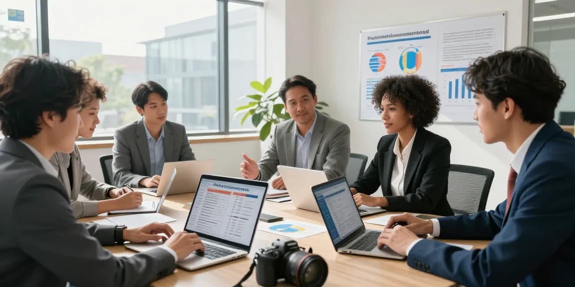 Wirtschaft und Verwaltung Wohnungsbaugenossenschaften - Team trifft sich, um Datenschutz und Barrierefreiheit zu besprechen.
