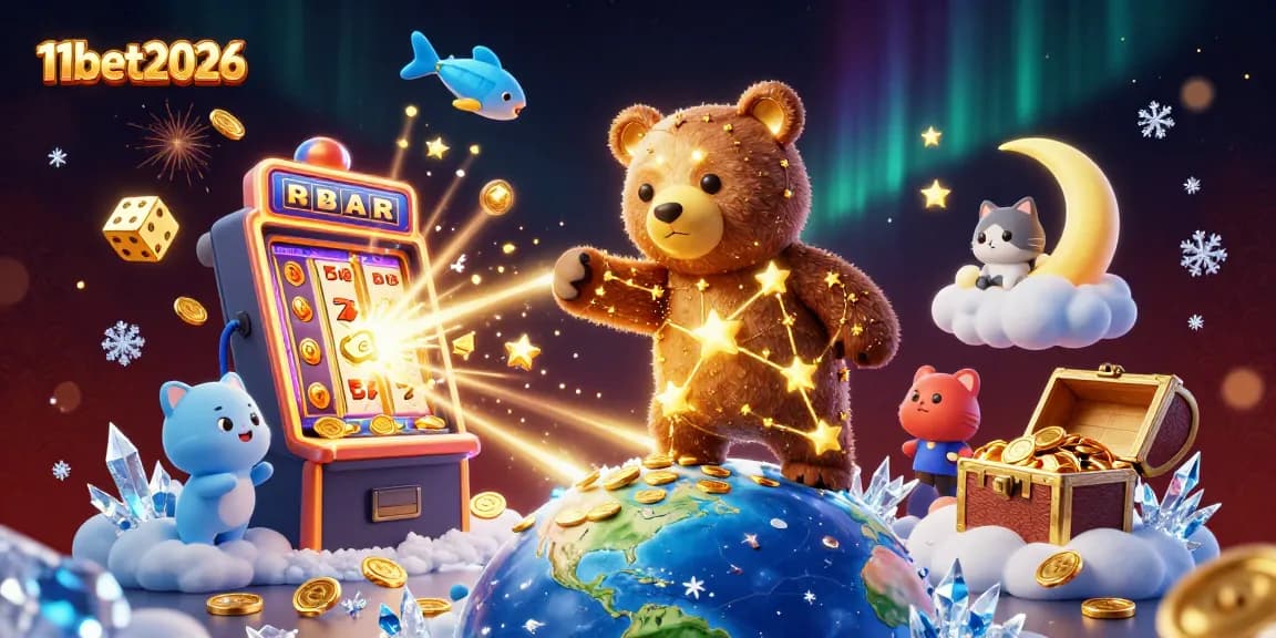 Experience exciting gameplay and jackpot thrills with 11bet2026's vibrant casino illustration featuring lucky symbols and characters.