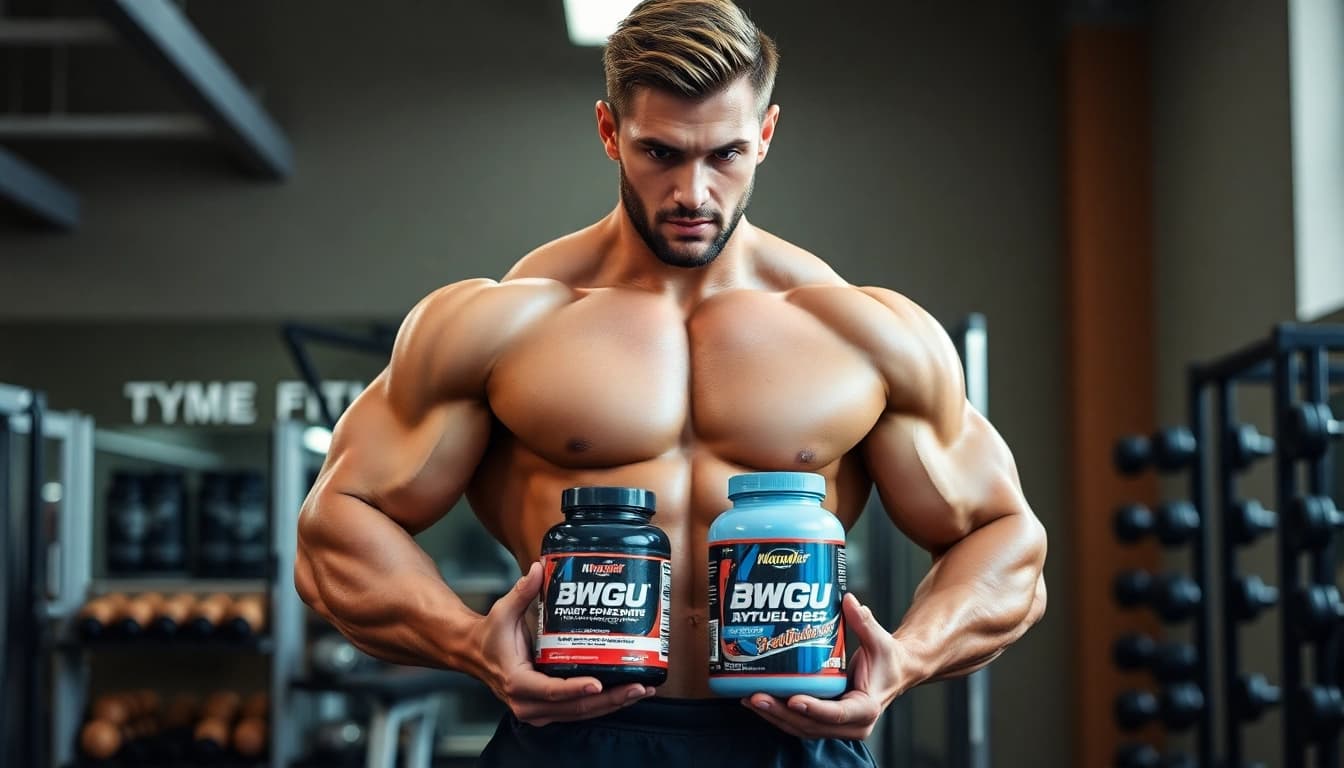 Bodybuilder mit Unique Pharma Steroids zur Wettkampfvorbereitung