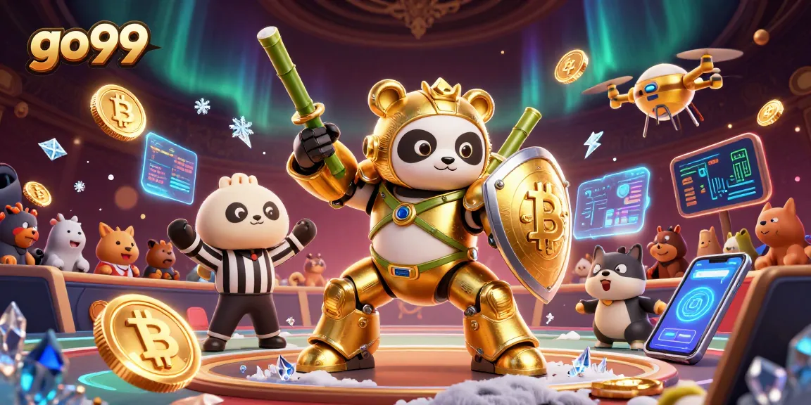 Experience thrilling sports betting action with the go99 golden panda robot in a vibrant arena.