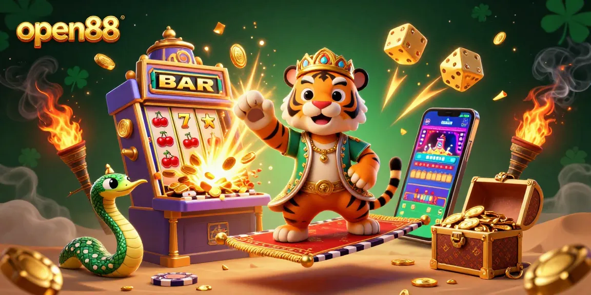 Win big with open88 as the tiger sultan navigates a slot machine explosion!