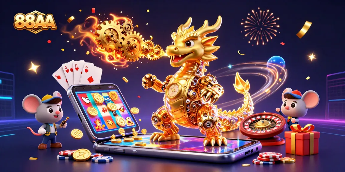 Experience thrilling wins at 88AA with a dynamic 3D illustration of fortune and excitement.
