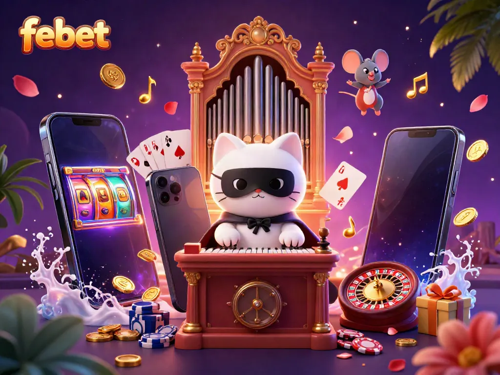 Experience thrilling action with febet's unique 3D casino illustration featuring captivating game elements.