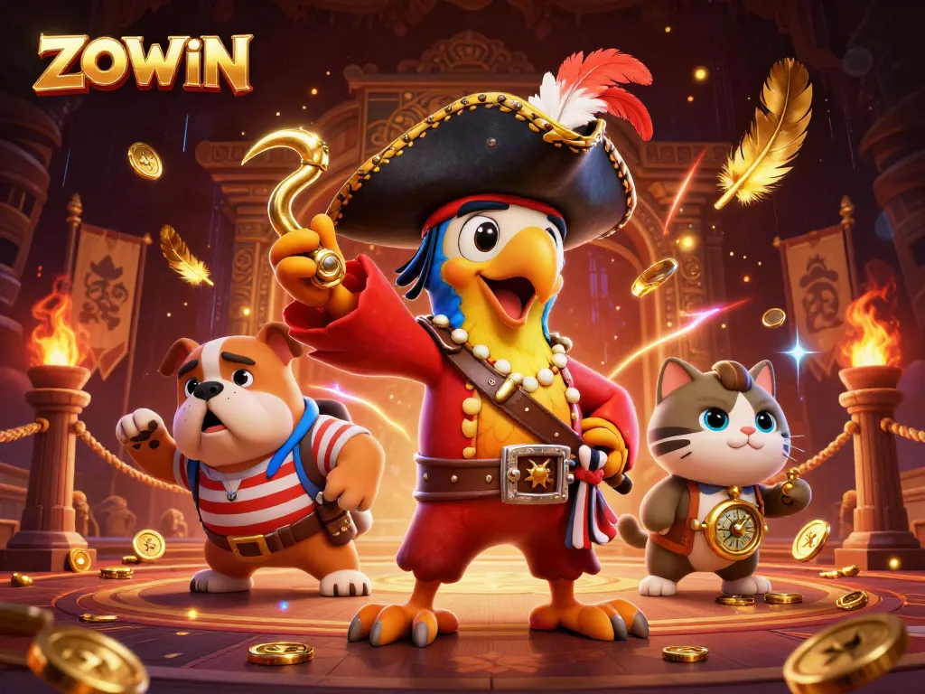ZOWIN offers exciting online gaming experiences featuring dynamic pirate-themed characters and casino elements.
