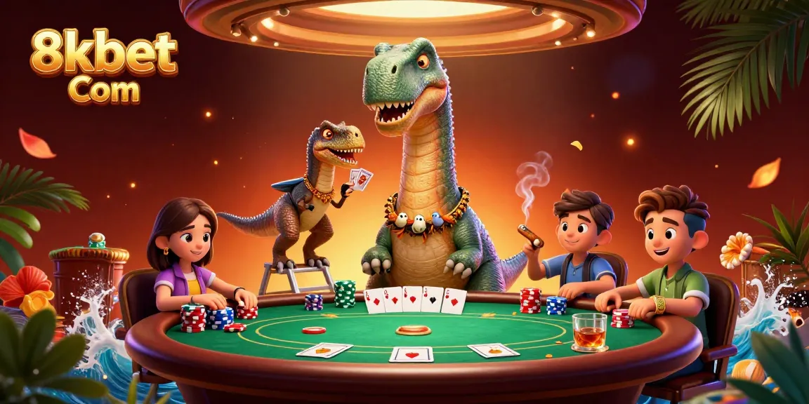 Experience thrilling action at 8xbet Com, featuring an imaginative casino scene with playful characters.