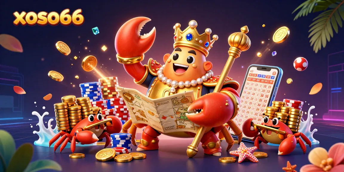 Engage in thrilling lottery adventures with xoso66's dynamic 3D characters basking in golden treasures.