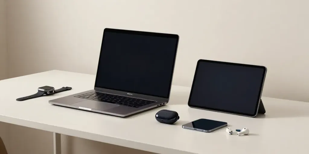 Innovative Gadgets für Technikliebhaber im stilvollen Büro-Setup.