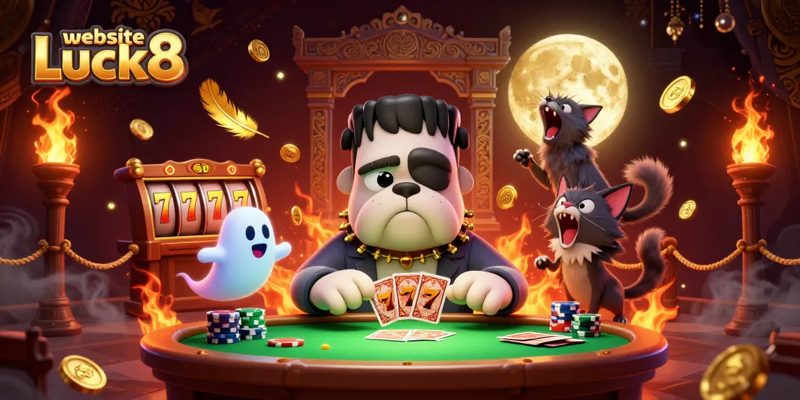 Engage in fun card games with the vibrant characters at website Luck8, amidst a magical casino atmosphere.