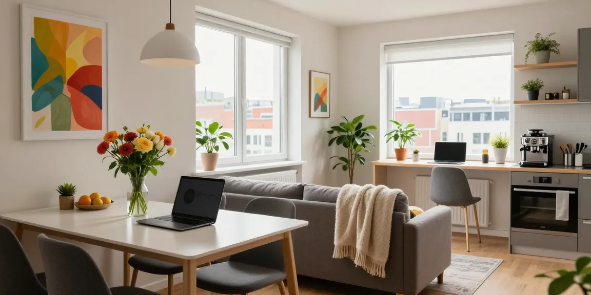 moderne Monteurwohnung Hannover mit hellem Wohnbereich, voll ausgestattet und gemütlich eingerichtet