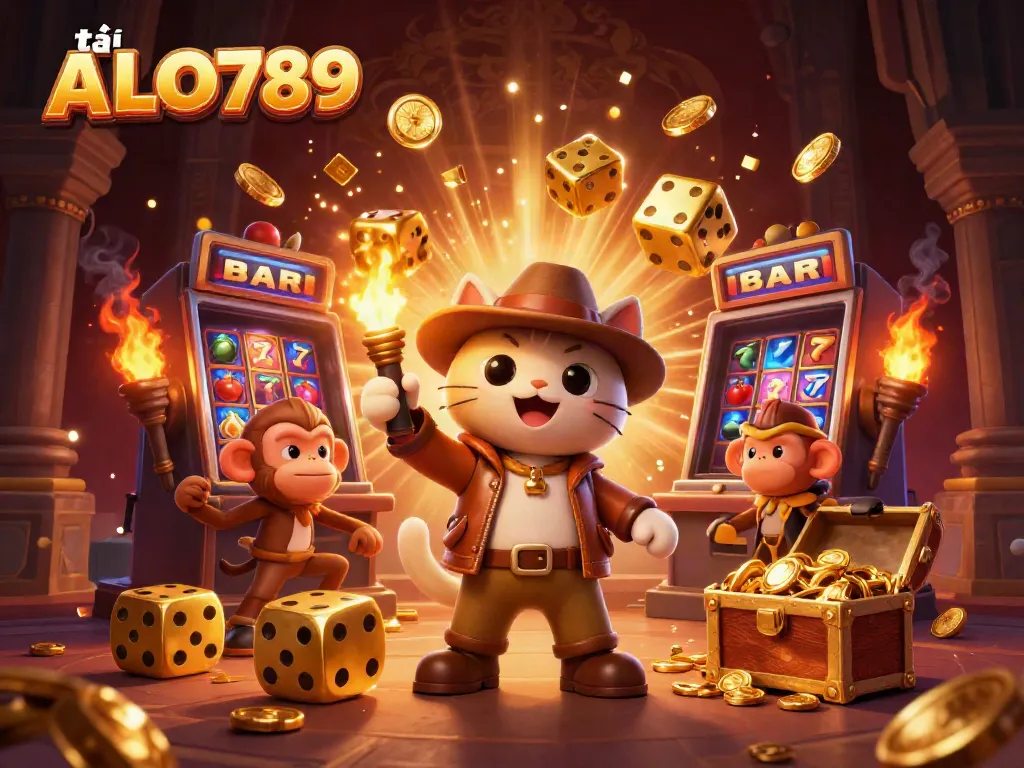 Experience excitement and wins with tải ALO789, showcasing a vibrant casino adventure scene.