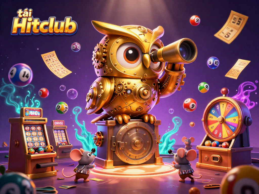 Experience the thrill of tải Hitclub with our vibrant casino illustration, featuring a whimsical owl.