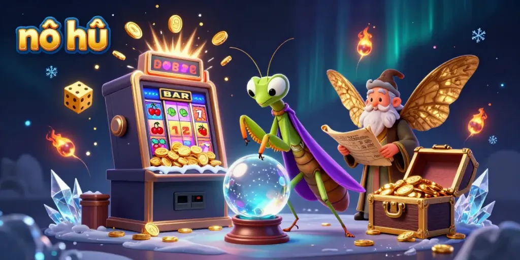 Engaging illustration of nổ hũ gameplay featuring vibrant visuals and dynamic casino elements.