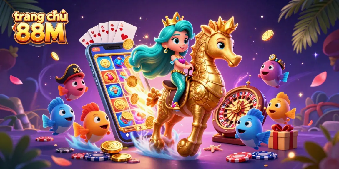 Engage with the exciting world of gaming featuring 88M's vibrant casino experience, showcasing dynamic characters and slot games.