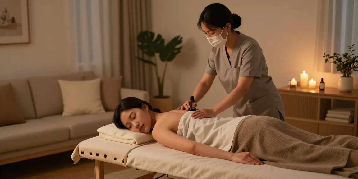산본출장안마 relaxation with a professional therapist in a warm home setting, highlighting a massage experience.