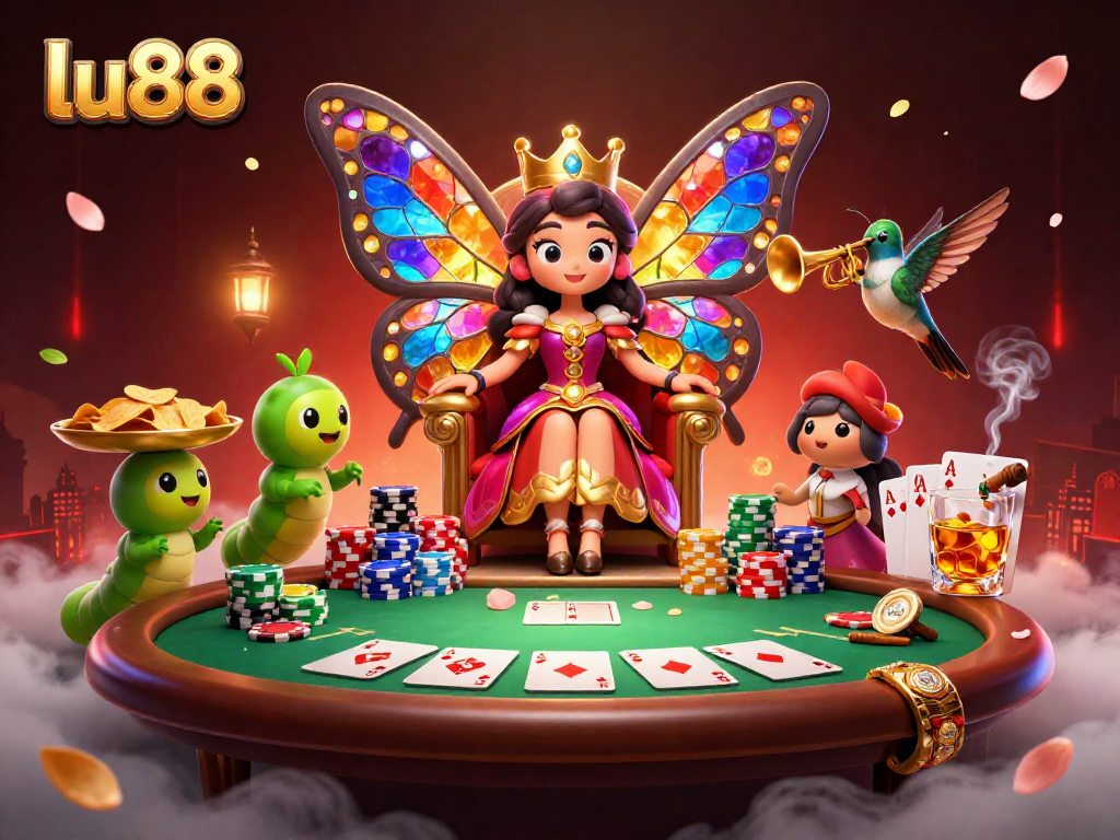 Experience thrilling gameplay with lu88's vibrant casino illustration featuring dynamic characters and rich elements.