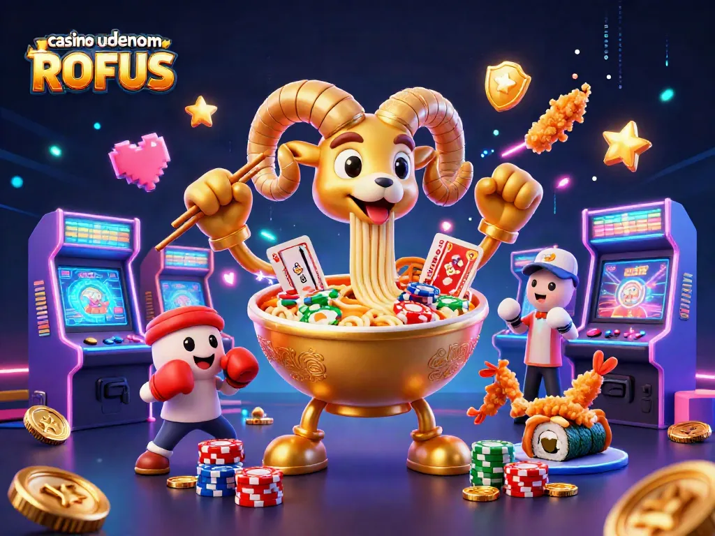 Engage in thrilling gameplay at a vibrant casino uden om ROFUS with colorful characters and dynamic action.