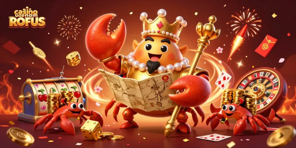 Experience exhilaration at casino uden om ROFUS with golden crab emperor and rich casino elements.