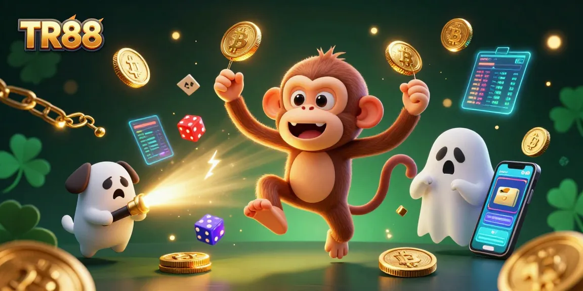 Experience TR88's thrilling casino action with a playful poltergeist monkey and a determined ghost-hunter puppy.