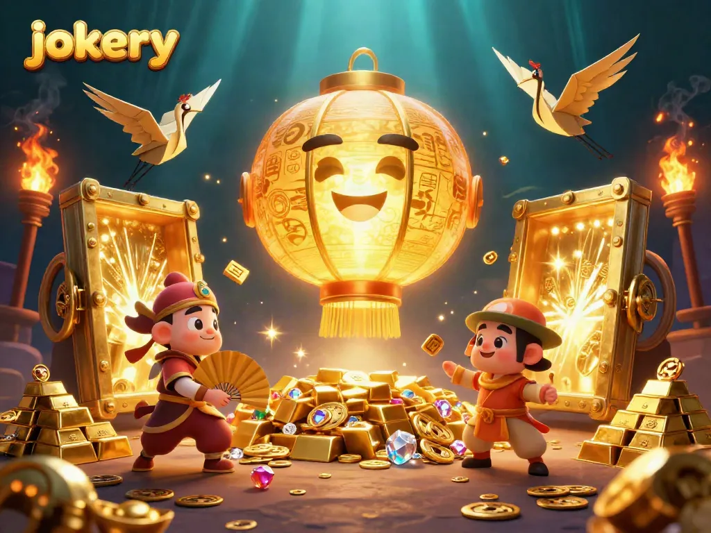 Experience winning at jokery casino with vibrant treasures from the 3D illustration.