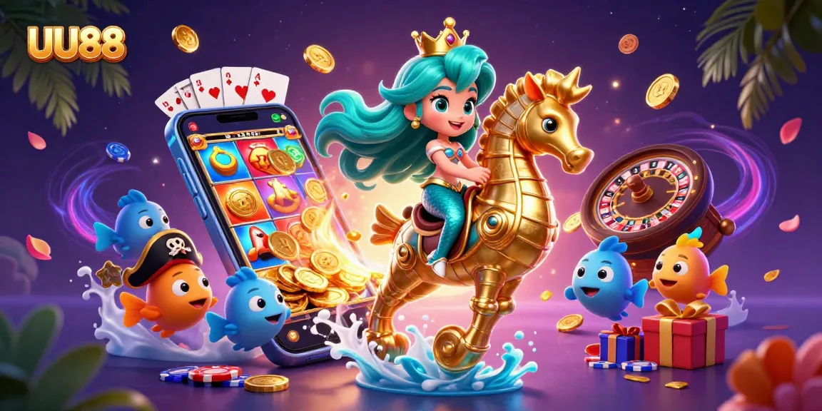 Experience thrilling gameplay at UU88 featuring a vibrant underwater adventure with magical characters.