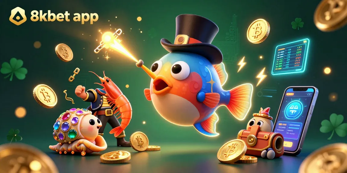 Experience the thrill of the 8xbet app with vibrant underwater characters attracting gold.