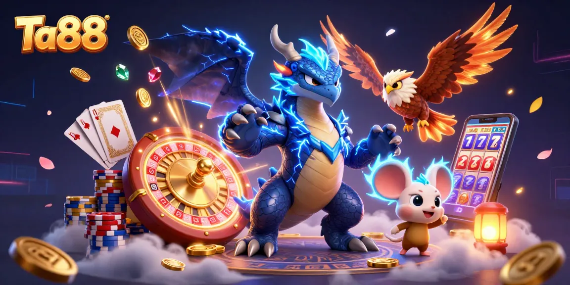 Win big at Ta88 with interactive casino elements and vibrant characters in an electrifying scene.