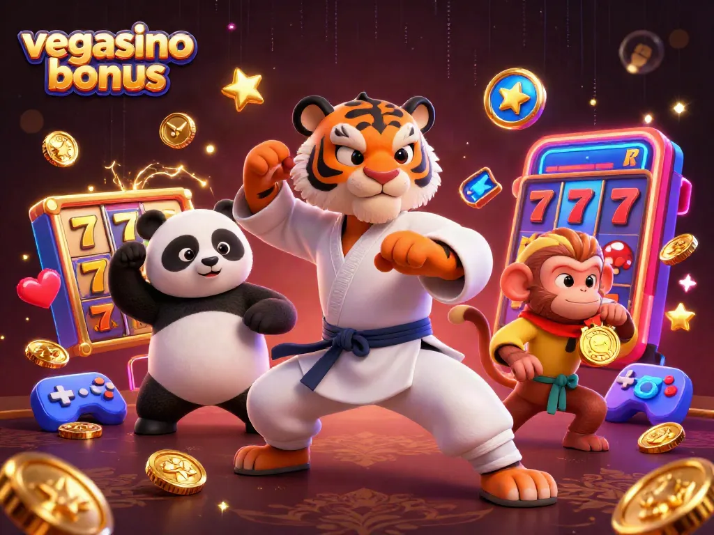 Experience the excitement of the vegasino bonus in this vibrant casino-themed 3D illustration with unique characters.