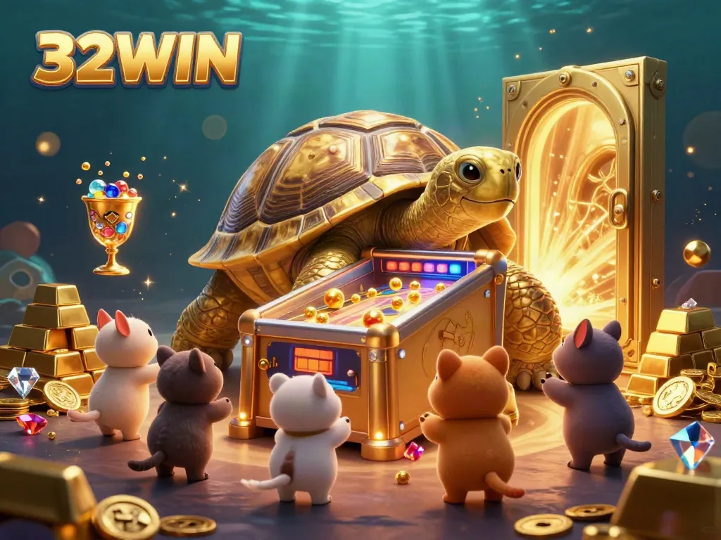 Experience thrilling gameplay at 32WIN with a vibrant scene filled with treasures and excitement.