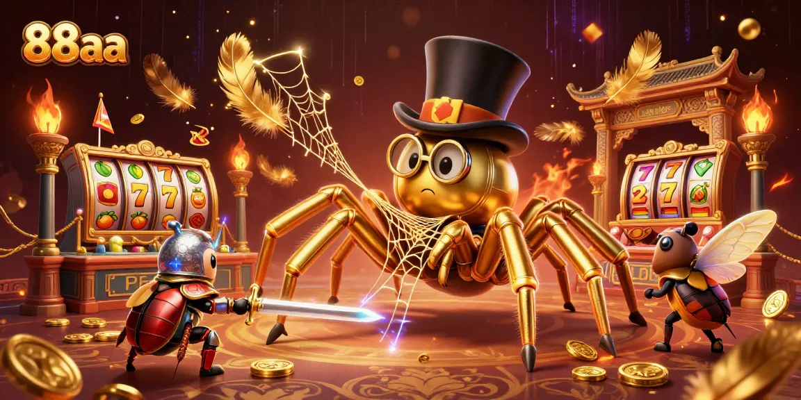 Engage with 88aa through an electrifying casino adventure featuring a golden tarantula and beetle knight.