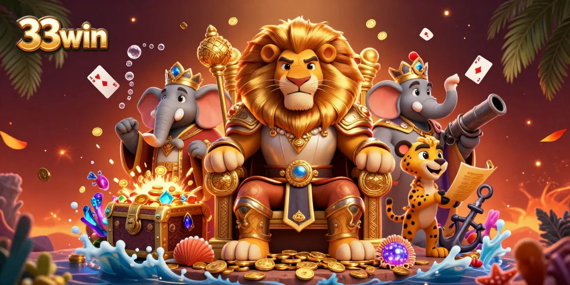 Engage in thrilling 33win casino adventures with vibrant characters amidst dynamic 3D elements.
