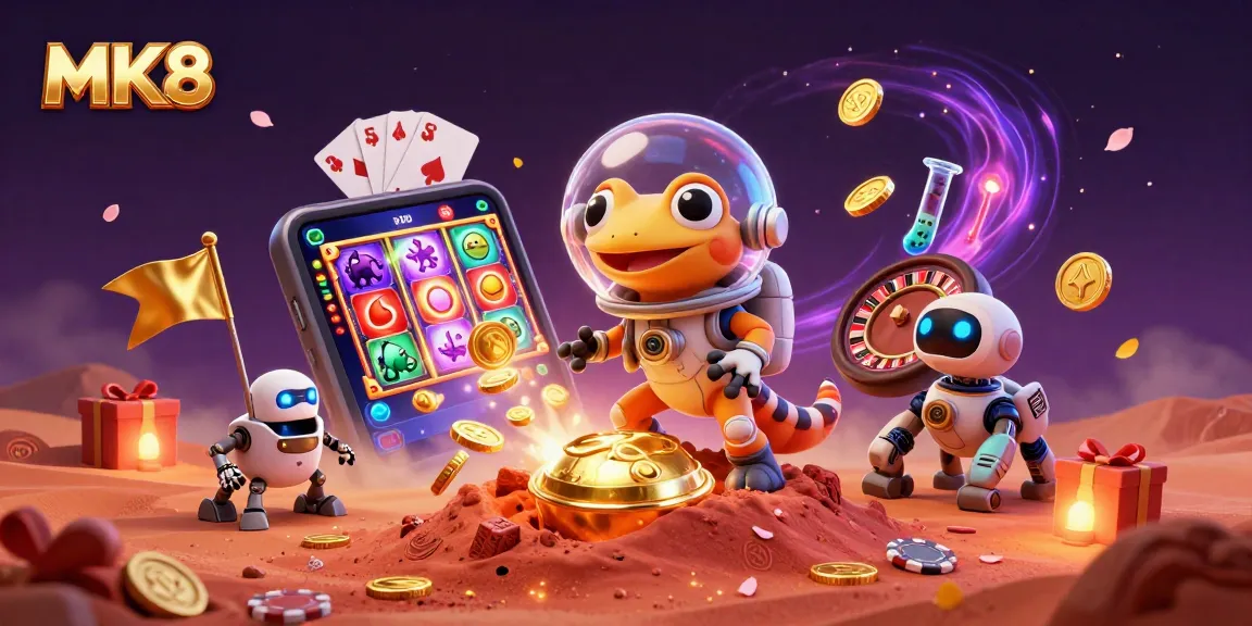 Play online with MK8, featuring engaging slot games and thrilling casino action in a vibrant Martian setting.