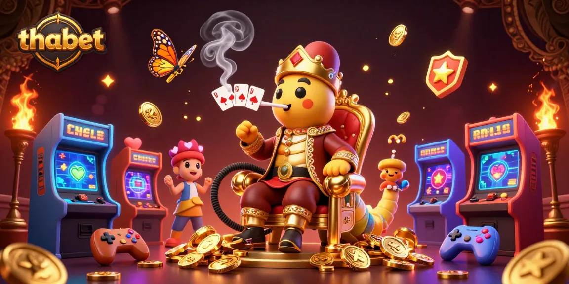 Experience thrilling gaming at thabet with a vibrant 3D illustration featuring interactive casino elements.