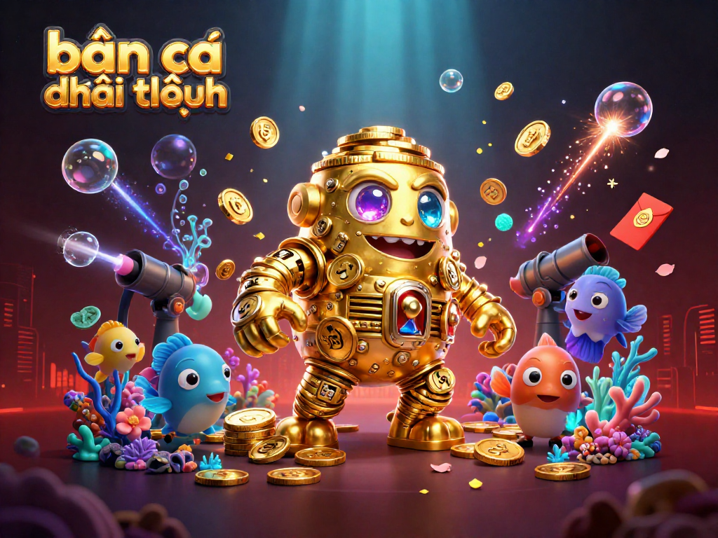 Engage in bắn cá đổi thưởng with exciting underwater treasures, featuring gold coins and vibrant sea creatures.