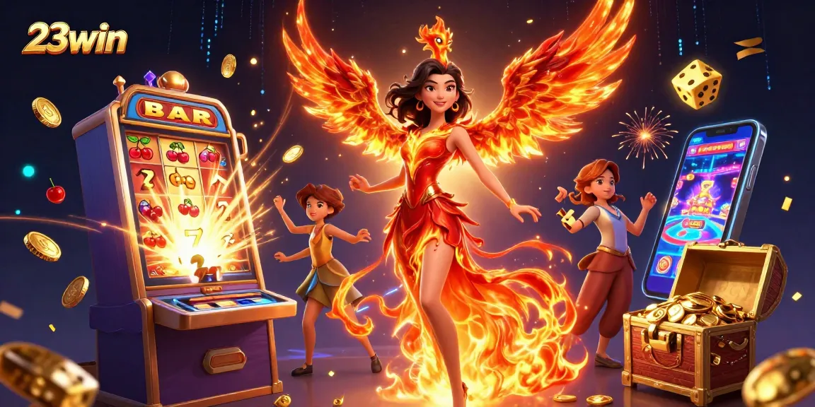 Experience thrilling wins with 23win's vibrant casino scene showcasing dynamic gaming elements.