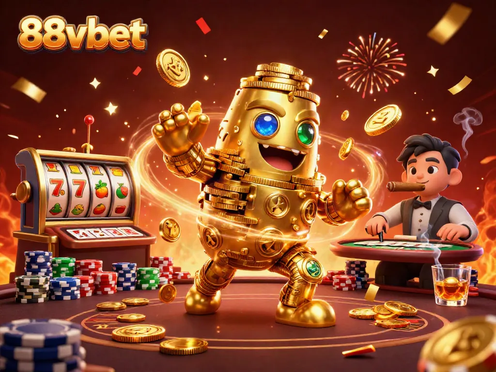 Experience exciting slot gameplay with the captivating 88vbet golden golem made of coins and dynamic casino elements.