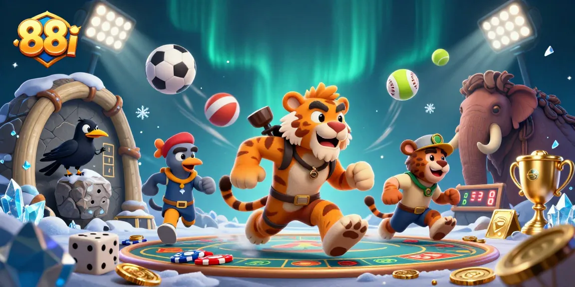 Experience exciting gameplay at 88i's casino with vibrant sports elements and animated characters.