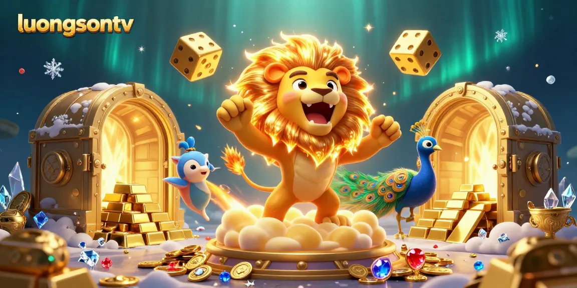 luongsontv showcases a vibrant gambling scene with golden elements and dynamic characters.