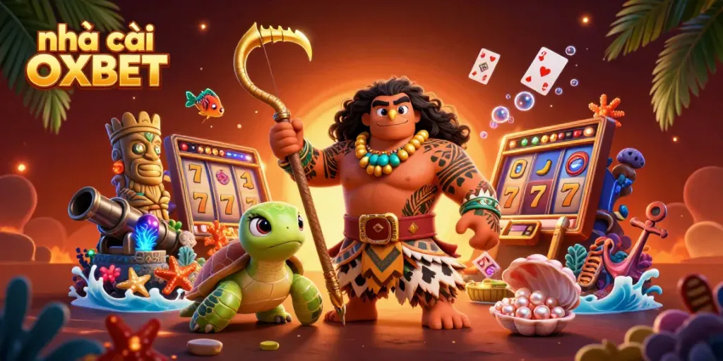 Catch thrilling wins with nhà cái OXBET's dynamic gaming scene featuring lively characters and slot elements