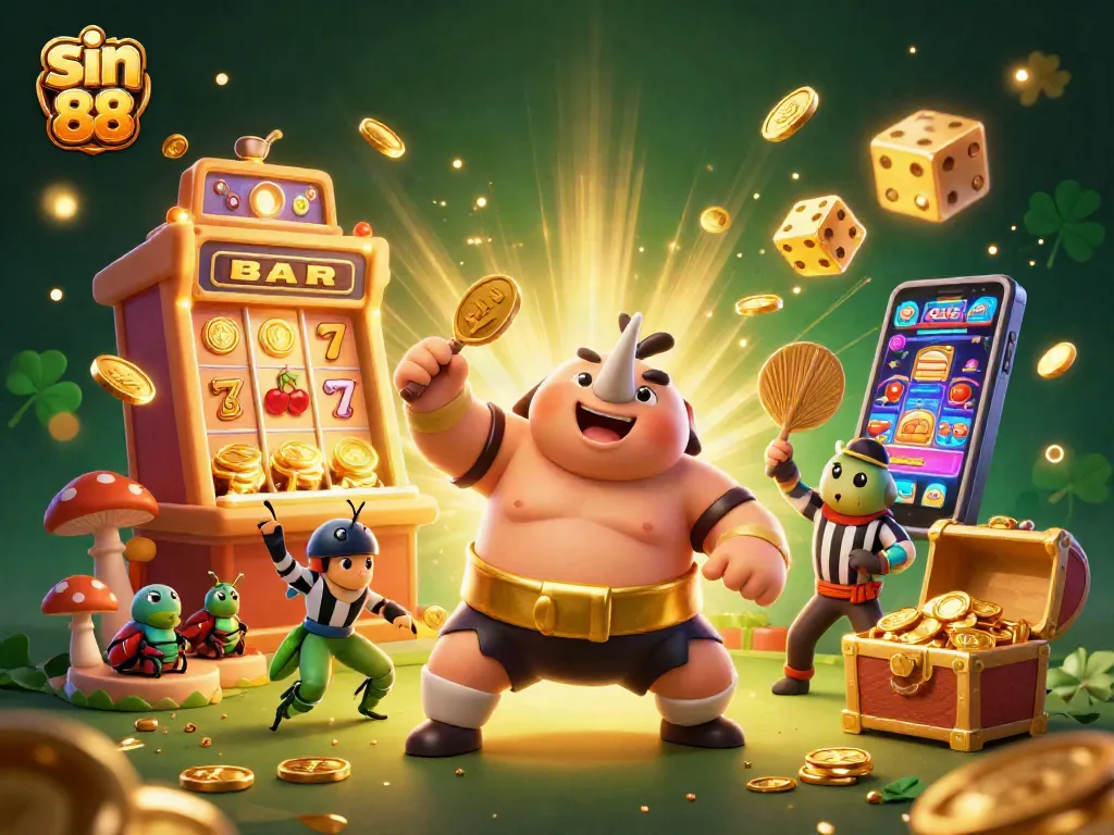 Experience the thrill of sin 88 with action-packed casino scenes featuring colorful characters and dynamic game elements.