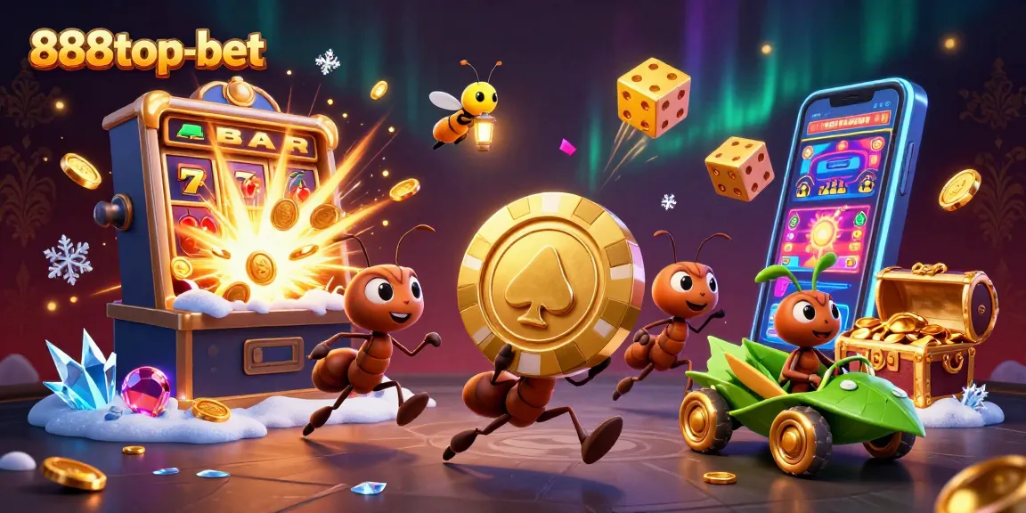Experience thrilling gameplay at 888top-bet with ants on a heist amid golden casino treasures.